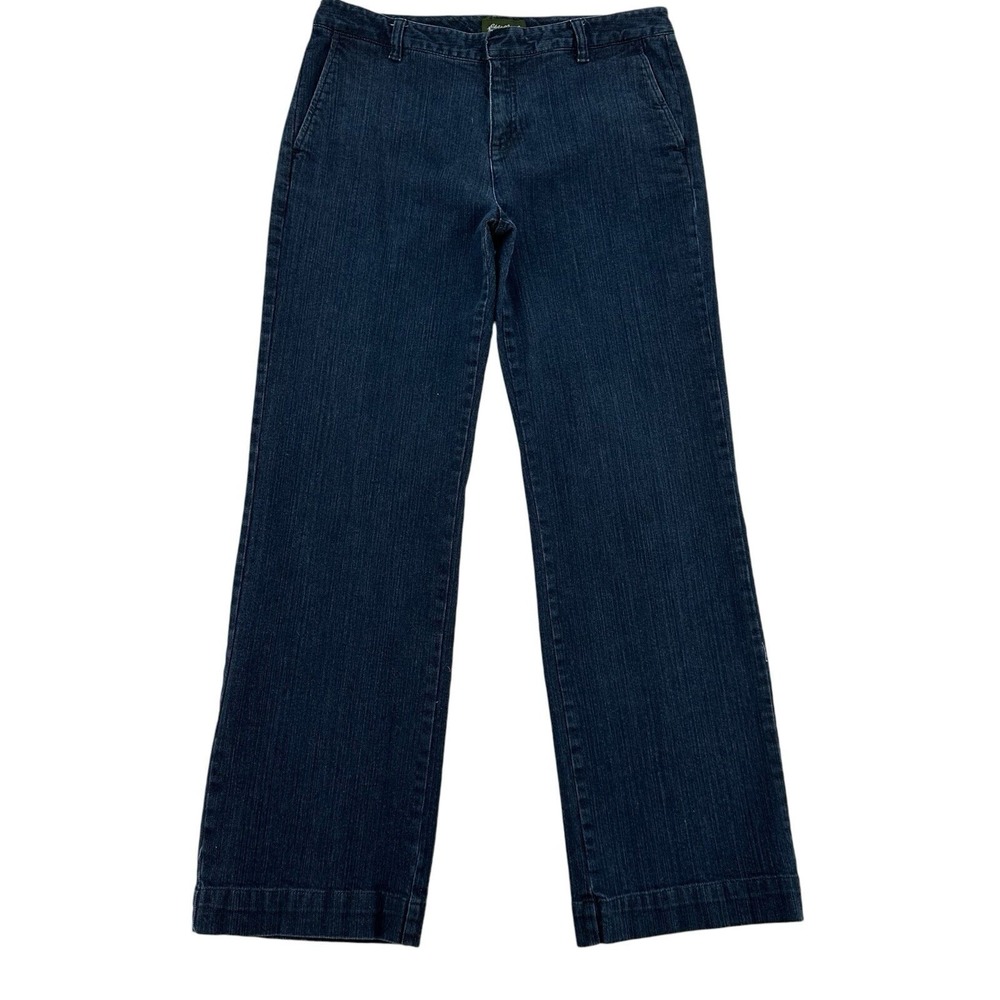 Eddie Bauer Dark Wash Denim Bootcut Pants  Trouser Classic Wear Women Size 8
